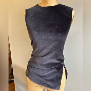 COS Midnight Navy Velvet Fitted Asymmetrical Top